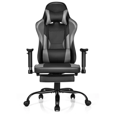 Costway Gaming Chair Racing High Back Office Chair W/ Footrest Black - Image 8