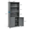 Costway Bookcase Shelving Storage Wooden Cabinet Unit Standing Bookcase W/Doors Gray