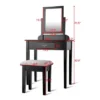 Costway Makeup Desk Vanity Dressing Table Square Stool 1 Large Black
