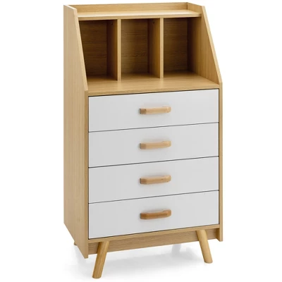 Costway 3-Cube Chest Of Drawers Storage Organizer 4-Drawer Dresser With Countertop - Image 10