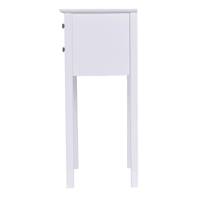 Costway Side Table End Accent Table Night Stand W/ 2 Drawers Furniture White - Image 8