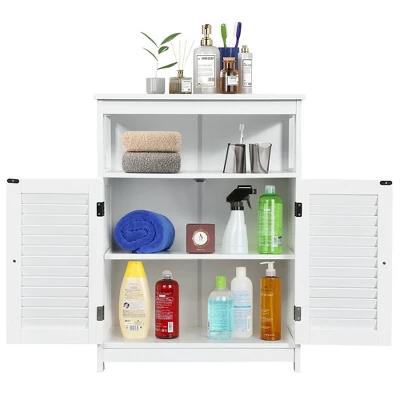 Costway Bathroom Wood Storage Cabinet W/ Double Shutter Door - Image 9