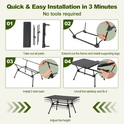 Costway Heavy-Duty Aluminum Camping Table, Folding Outdoor Picnic Table With Carrying Bag - Image 8