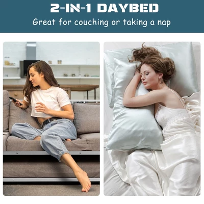 Costway Twin Metal Daybed With Roll Out Trundle Heavy Duty Frame Sofa Bed Set - Image 5