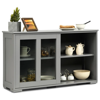 Costway Kitchen Storage Cabinet Sideboard Buffet Cupboard W/ Sliding Door - Image 11