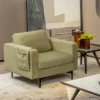 Costway Modern Linen Fabric Accent Armchair Single Sofa W/ Side Storage Pocket