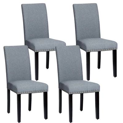 Costway Set Of 4 Fabric Dining Chairs W/Nailhead Trim - Image 12