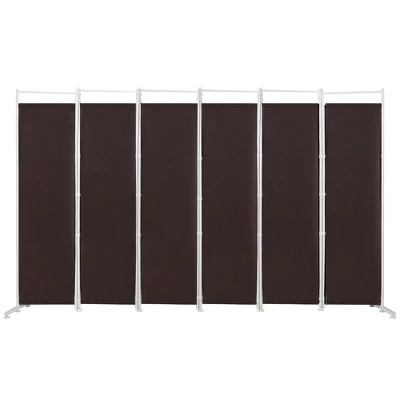 Costway 6-Panel Room Divider Folding Privacy Screen W/Steel Frame Decoration BrownBlack - Image 9