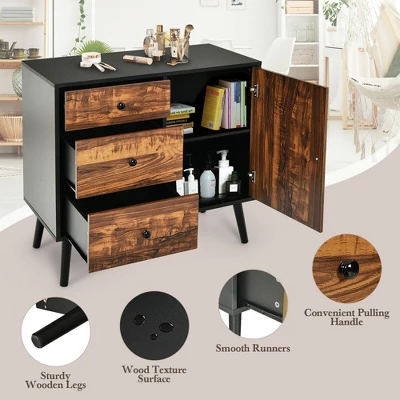 Costway Storage Cabinet W/Drawer & Side Cabinet 31.5'' Sideboard Dresser Cupboard - Image 9